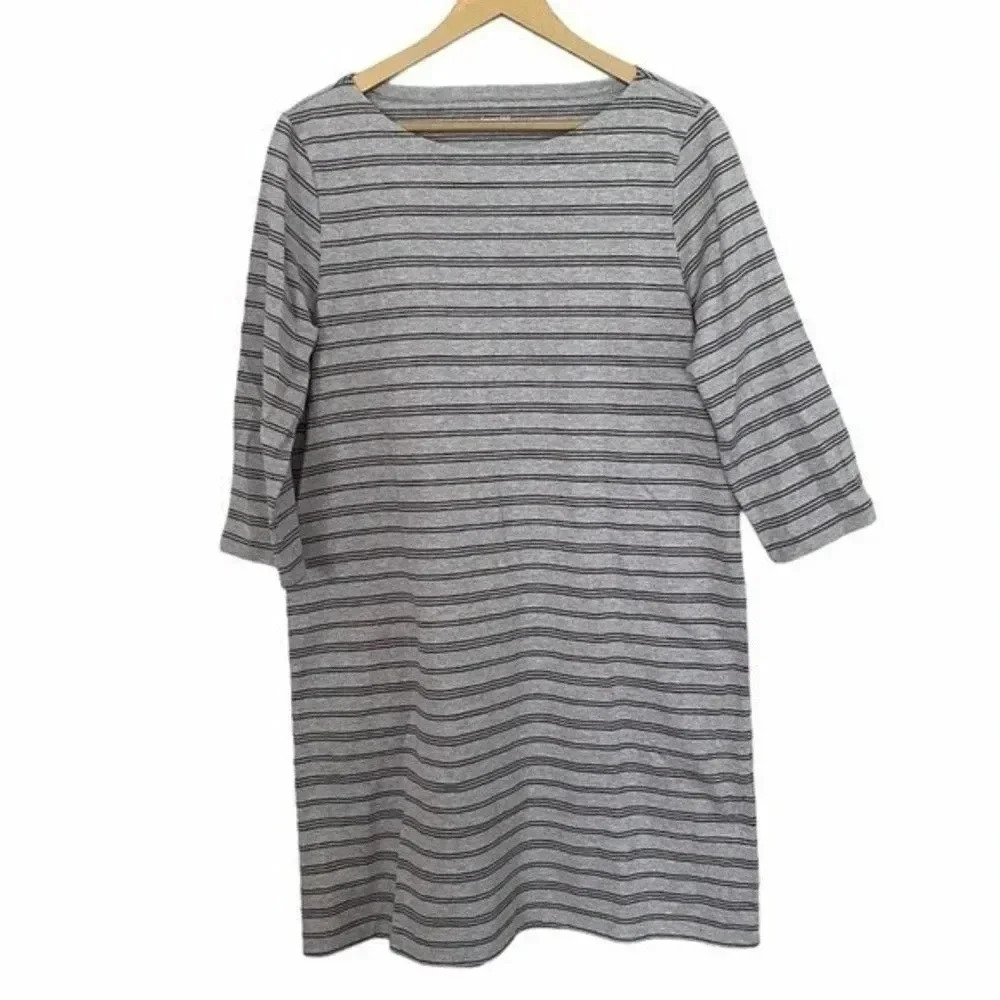 Garnet Hill Grey Striped Dress
